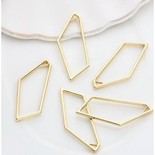 10pcs/lot Zinc Alloy Geometric Bezel Bezel Metal UV Resin Charms Pentagons Auric For DIY Jewelry Accessories