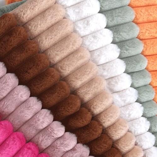 100*160cm 100*160cm Polyester Rabbit Hair Striped Vertical Striped Flannel Plush Toy Pillow Blanket Handmade DIY Fabric