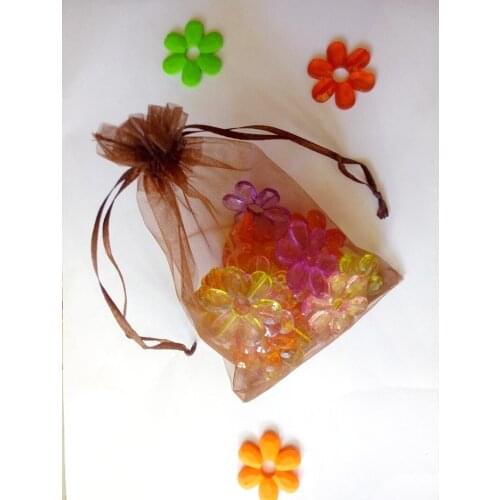 100pcs 13*18cm Brown Organza Gift Bag Jewelry Packaging Display Bags Drawstring Pouch For Bracelet/necklace Mini Yarn Bag