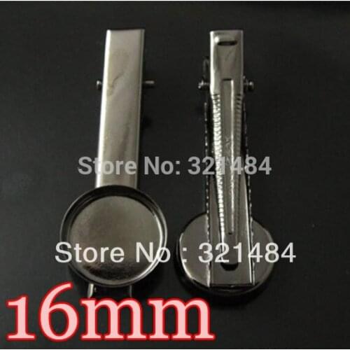 100piece Gunmetal black finished DIY Collar Clips Mens Tie Clip Blank with 16mm Round bezel setting findings Wholesale