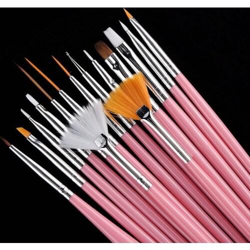 15PCS Acrylic Nail Brushes DIY Gel Polish Painting Drawing Manicure Tools Nail Art Rhinestone Dotting Pen Varnishes Brushes Set