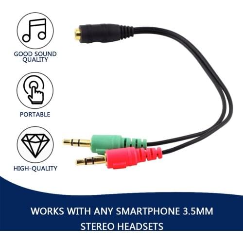 Earphone Audio Cable Adapter Extension Cable Cord Y Splitter for Phone PC MP3 MP4 NEW Female to Dual Male Universal 3.5mm 2 in 1
