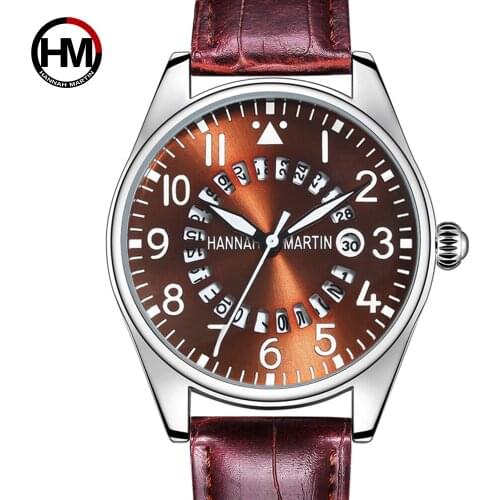 2021 Hannah Martin Creative Mens Watches Brand Luxury Wrist Watch Men Watch Fashion Unique Auto Date Watch Clock reloj hombre