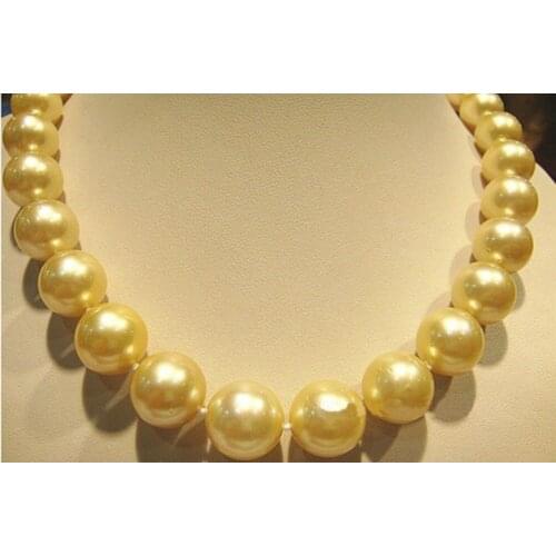 11-13mm AUSTRALIAN SOUTH SEA GOLD PEARL NECKLACE 18''>Selling jewerly free shipping