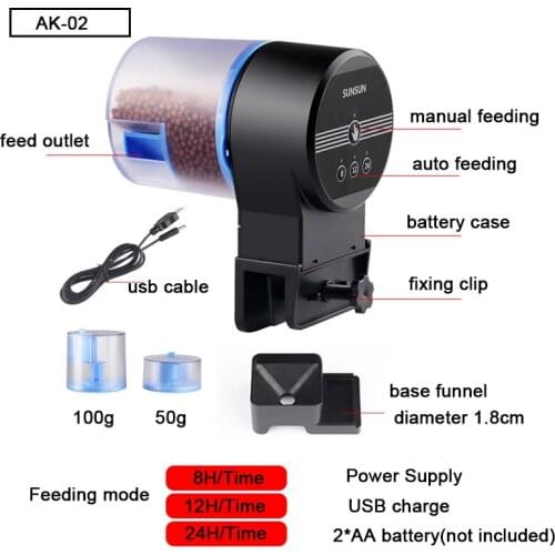 Automatic Aquarium Food Feeder 2 Sizes Feeding Box Fish Tank Auto Timer Fish Feeder Aquarium Accessories 8/12/24H Feeding Timer