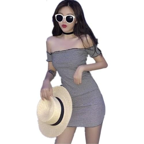 B2971 2020 new summer Korean version womens fashion sexy show thin bare shoulder dress cheap wholesale
