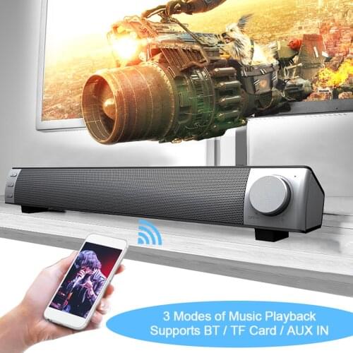 Wireless Bluetooth Speaker with Mic 10W Soundbar Home Theater Deep Bass Sound Bar AUX IN TF Card Music Playback Hands-free