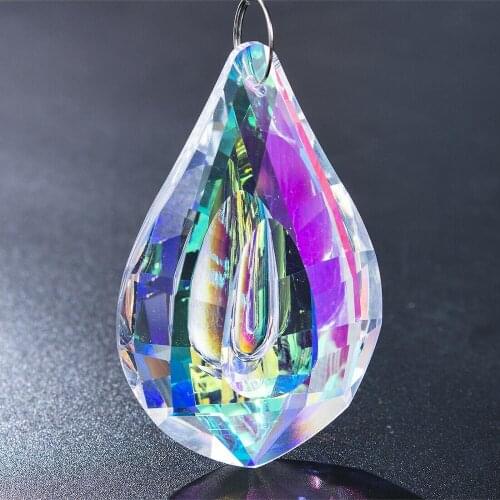 Camal 1pcs 76mm Colorful Glass Crystal Loquat Shape Chandelier Prisms Hanging Drops Pendant Suncatcher Lamp Part Home Decoration