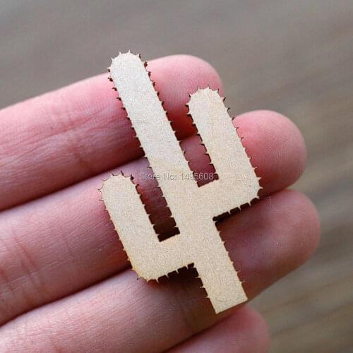 Wooden Cactus Shapes Wood Embellishment Craft Decoration Gift Decoupage