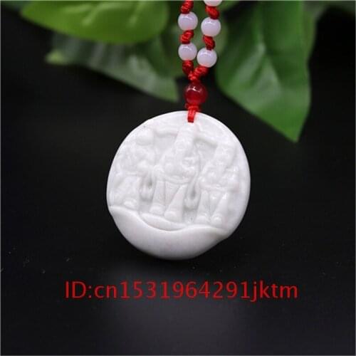 For Jade Accessories Jewelry Charm Natural of Amulet Pendant Chinese Men God Gifts Necklace Hand-Carved White Women Wealth