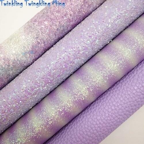 Purple Glitter leather, Stripes Printed Glitter Fabric, Litchi Faux Leather Sheets For Bow A4 21x29CM Twinkling Ming KM233