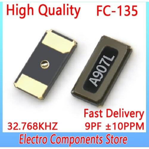 FC-135 2Pin 3215 32.768KHZ 9PF ±10PPM Passive Patch Crystal Oscillator 32.768K 3.2*1.5mm SMD Quartz Crystal Resonator 32768