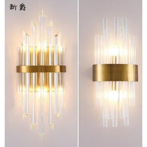 Stainless Steel Crystal Wall Lamp Sconces lights luminaria home lighting living room Wall Lamp lampshade Wandlamp for Bedroom