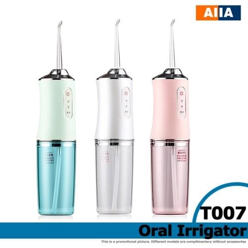 Oral Irrigator T007 Portable Dental Water Jet Usb Charging 3 Nozzles Ipx7 Waterproof 240ml Water Tank 1000mah Water Flosser
