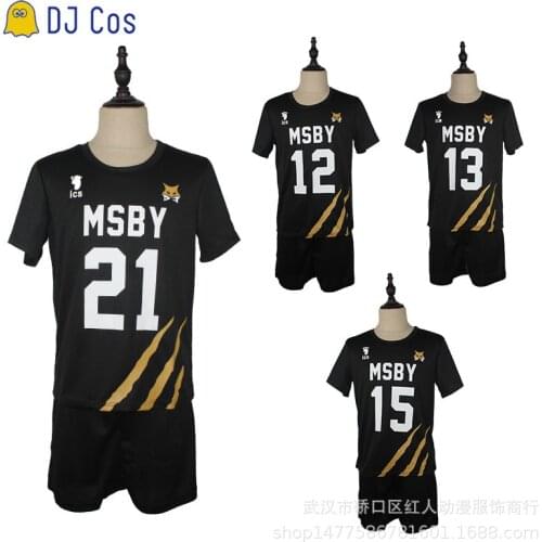Haikyuu MSBY Cosplay Costume Black Shirt Hinata Shouyou Schweiden Atsumu Miya Kotaro Bokuto Kiyoomi Sakusa T-shirts Short Pants