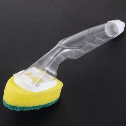 Kitchen Long Handle Cleaning Brush Scrubber Dish Bowl Washing Sponge with Automatic Liquid Dispenser Kitchen Pot Cleaning Tools