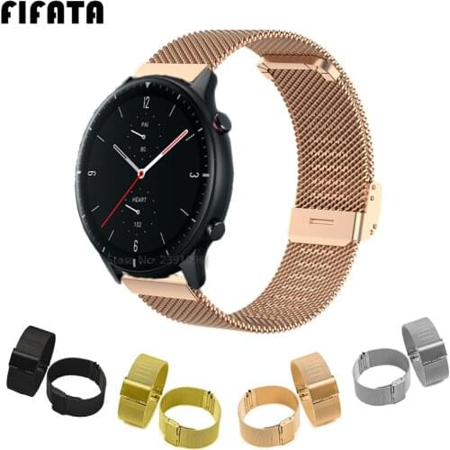 FIFATA Stainless Steel Metal Strap For Amazfit GTR 2 Watch Band Bracelet For Xiaomi Amazfit GTR2 2e 47mm 42mm Pace Stratos 3 2