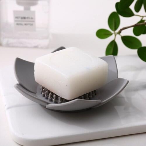 1pcs New Soap Box Shape Non-slip Portable Silicone for Water Draining Solid Color Draining Soap Dish Bathroom Accessories