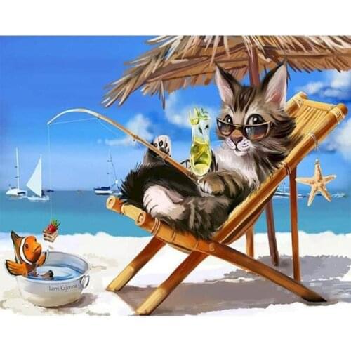 5D DIY Diamond Painting Kit Animal Landscape Cross Stitch Cartoon Cat Mosaic Diamond Embroidery Full Square Drill Home Decor Art
