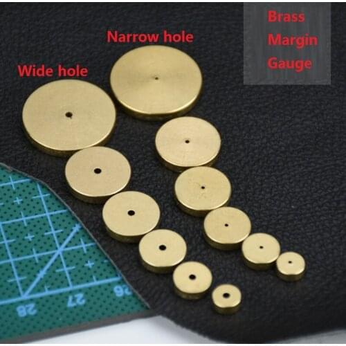 Brass Circle Gauge Margin Wide & Narrow Hole Margin Gauge Marking Positioning Manual DIY Leather Round 6 Pcs Set