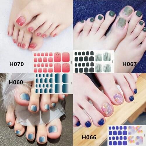 22tips Toenail Sticker 40 Styles Mixed Designs Full Cover Waterproof Sticker Wraps Manicure Toe Nail DIY Nail Art Accessories
