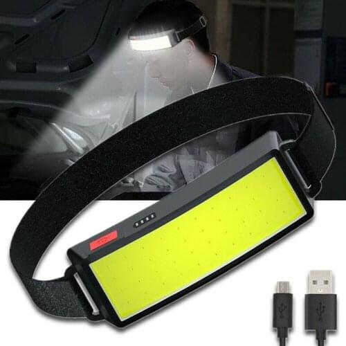 Portable Mini COB LED Headlight with Lithium Battery Flashlight USB Rechargeable Head Lamp Torch Outdoor Camping Cycling Lights