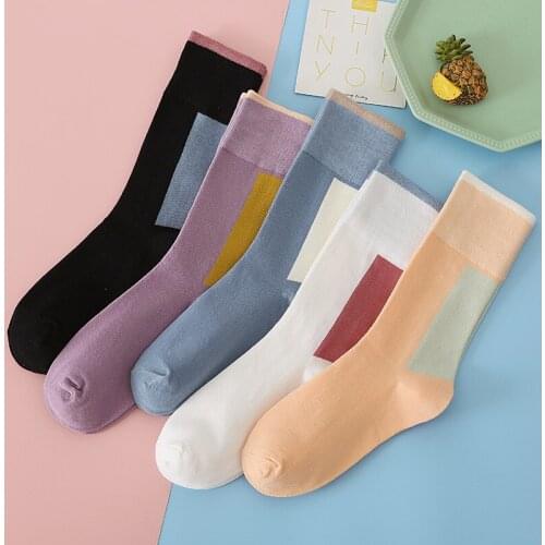 New Men And Women Cotton Trendy Middle Tube Plaid Color Matching Socks Fashion Couple Socks Breathable Sweat-absorbent