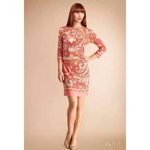 NEW Fashion womens print knitted slikjersey silm dress free shipping