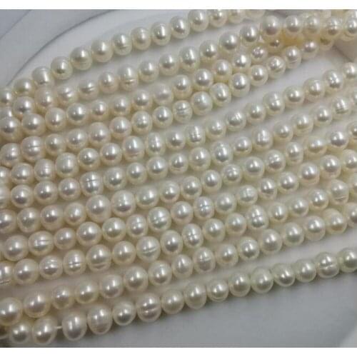 Wholesale 5pc genuine freshwater pearl strings 7-8mm loose beads necklace