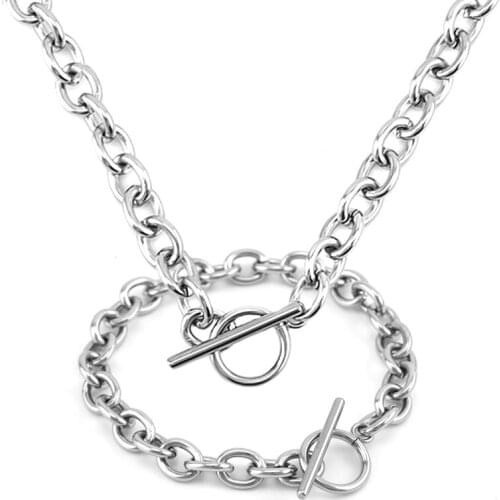 Stainless Steel mens Chain Necklace classic Toggle timeless Bracelet chain necklace Jewelry Sets for women, can be customized