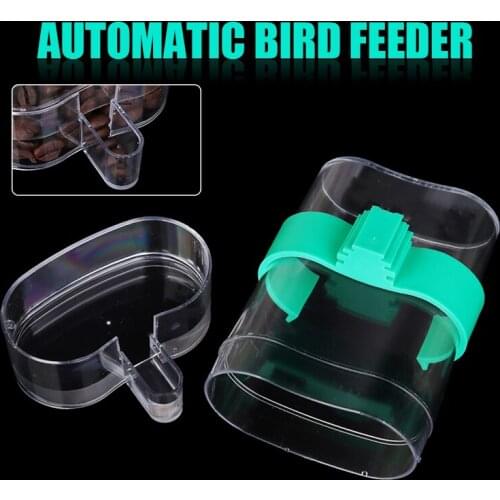 Pet Bird Acrylic Automatic Cage Water Feeder Parrot Cockatiel Food Strainer Feeder Can Store Water Cage Parrot Feeder Equipment