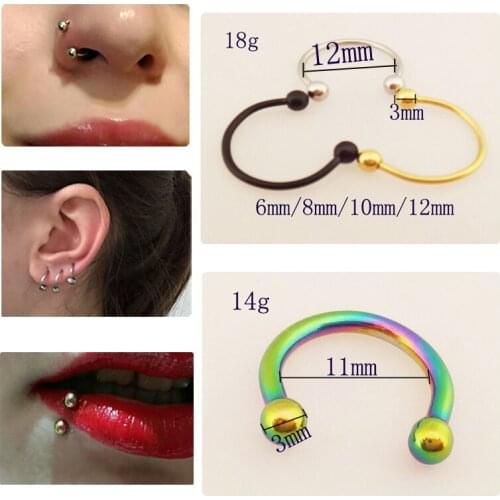 4PCS/PACK CBR earrings nose lip nipple ring cartilage septum cliker labret unisex body piercing jewelry fashion