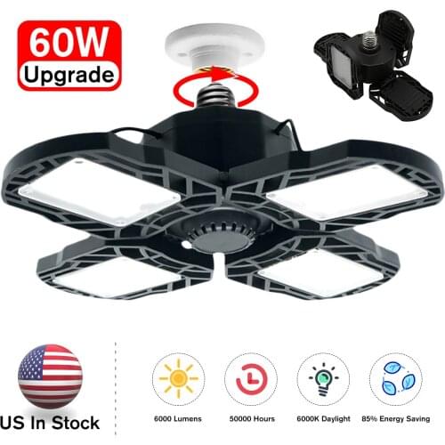 USA Warehouse Industrial Lighting 60W E26 E27 Led Garage Light 6000LM 2835 Led High Bay Industrial ufo Lamp for Workshop