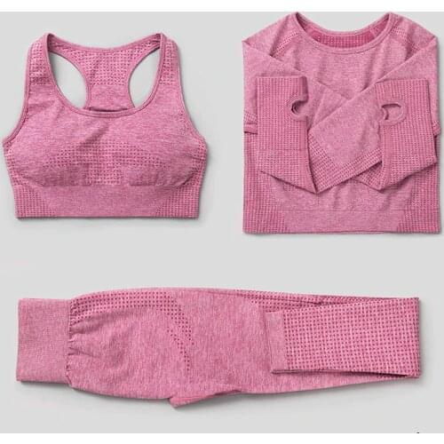 2Pcs/3Pcs Womens tracksuit Seamless Yoga Set Gym Fitness Clothing Sportswear Female Workout Leggings Top Bra Sport Clothes