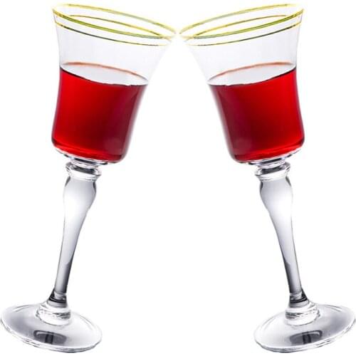 20-300ml Double Gold Line Crystal Glass Goblet European Court Red Wine Champagne Brandy Glass Art Bar Family Drinkware