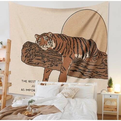 Cloth Large Hanging Decoration Tiger Cat Wall Bedside Retro Morandi Background Dormitory Tablecloth Ins Decoração Para Quarto
