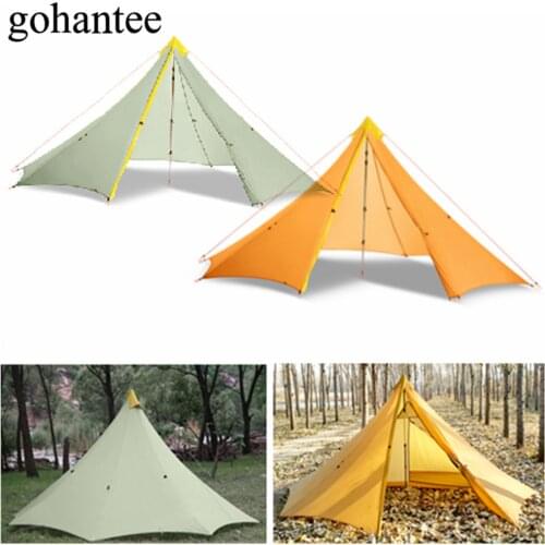 Ultralight 680g 2-4 Person 4 Season Camping Tent 20D Nylon Both Sides Silicone Coating Rodless Pyramid Outdoor Flysheet 2.5x2.5m