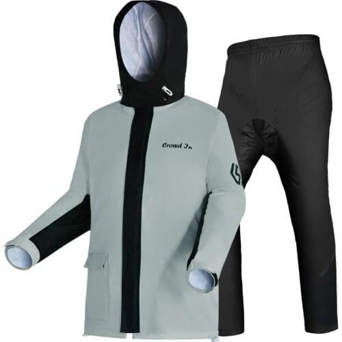 Cycling Raincoat Portable Breathable Gray Single Motorcycle Rain Pants Suit for Adult