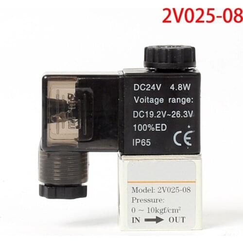Air Solenoid Valves 2V025-08 2 Position 2 Port 1/4" Normally Closed Pneumatic Solenoid Valve 12V 24V 110V 220V Volt