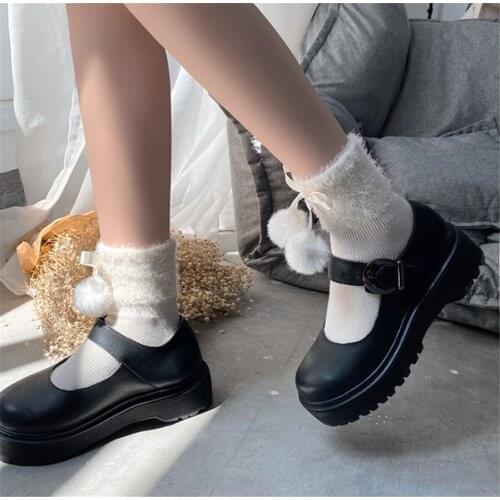 Japanese Women Lolita Socks Sweet JK Hairball Socks Warm Winter Socks D494