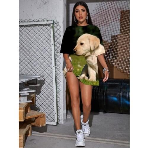 KYKU Dog T-shirt Women Cat Tshirt Printed Lovely Punk Rock Animal T-shirts 3d Womens Clothing Fashion Big Size Plus Size