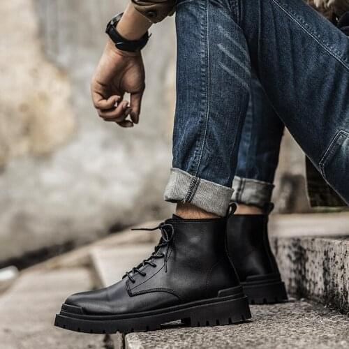 Winter Six-hole Black Martin Boots Mens Plus Velvet Warmth High-top Thickening Cold-proof Punk Fan Car Leather Boots