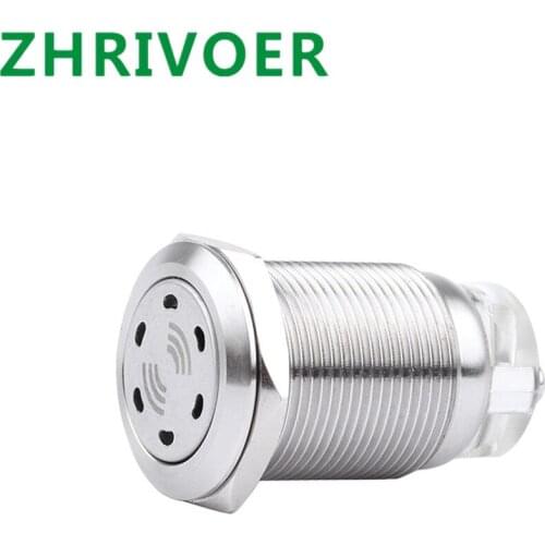 1pcs 19mm metal buzzer 12V24V220V intermittent flashing stainless steel high decibel LED sound and light alarm