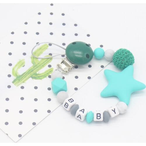 1Pcs Colorful Silicone Personalized Letter Pacifier Clips Cartoon Chain For Infant Feeding Toddle Chew Toy Clips BPA Free