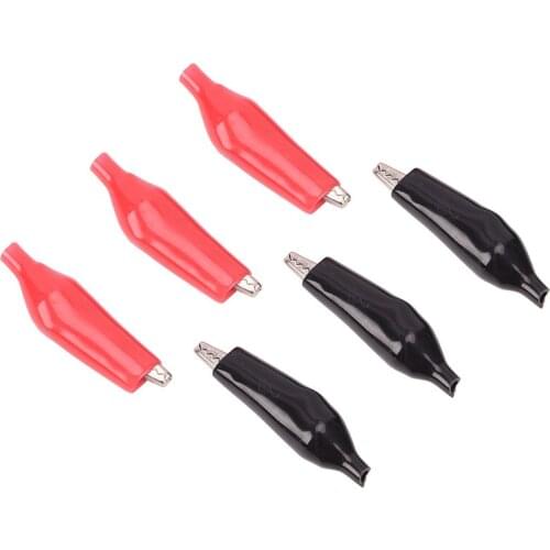 10Pcs/Lot Color Random Small Insulation Boot Metal Alligator Clip Electric Test 28 35 45mm Lead Colorful Small Crocodile Clip