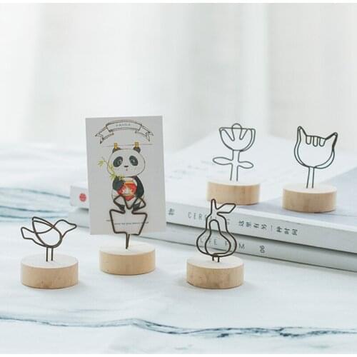 Wooden Iron Bird Cat Christmas tree Shape Memo Card Holder picture message Clip Creative Desktop decoration Tool
