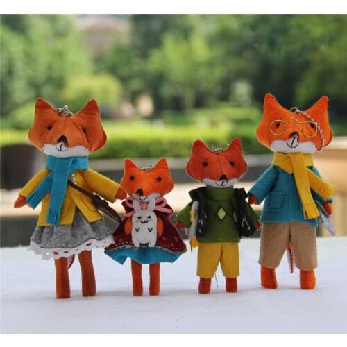 2 Pcs Children Gift Lovely Fox Families Home Decor Bedroom Felt Doll Handmade Sewing Cloth Craft Toys Felt DIY Package