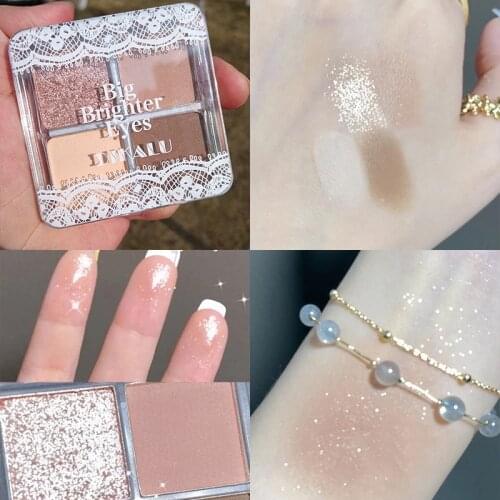 4 Color Korean Eye Shadow Palette Shiny Matte Pigment Eyeshadow Waterproof Metallic Women Eye Makeup Cosmetics