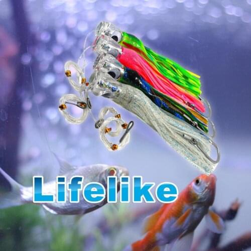 4 pcs octopus skirt bait 11.5 inch portable deep recessed head realistic bright color acrylic head bait for fishing enthusiasts