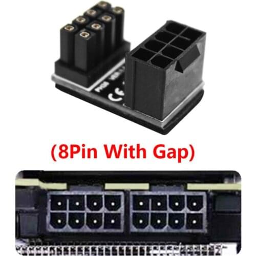 8 pin Male 180 Degree Angled to 8 Pin Female Power Adapter for Graphics Card